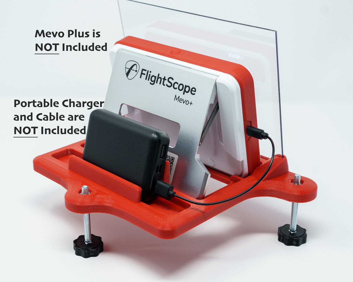 Adjustable Alignment & Leveling Dock Stand for Flightscope Mevo Plus (Mevo+) 2023, 2024, 2025, and Limited Edition w/portable battery charger tray