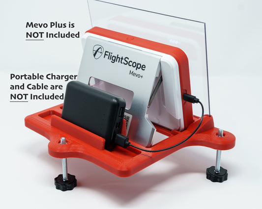 Adjustable Alignment & Leveling Dock Stand for Flightscope Mevo Plus (Mevo+) 2023, 2024, 2025, and Limited Edition w/portable battery charger tray