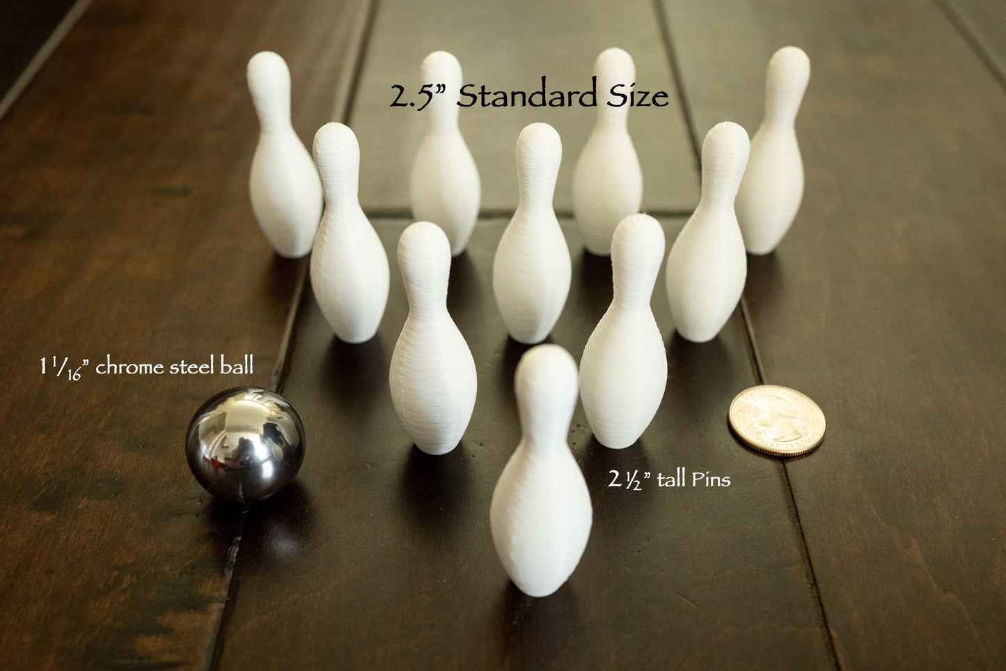 Mini Bowling Set : 10 Pins, Ball, Pin Setter, Ball Rolling Ramp