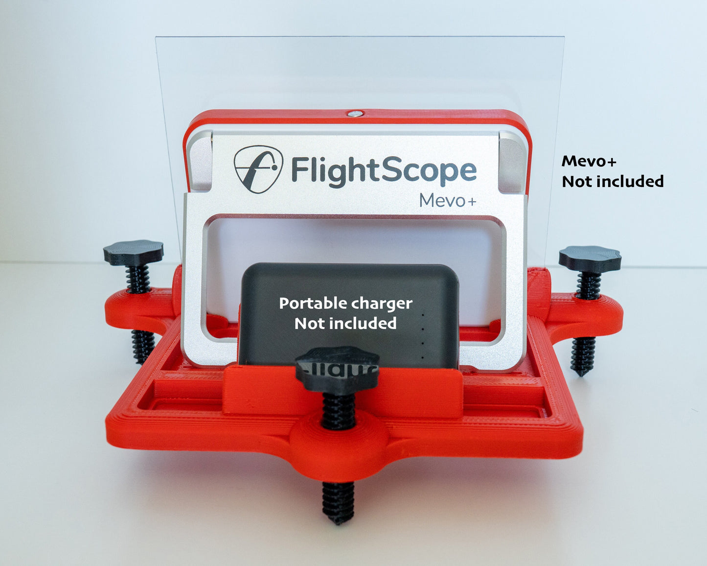 Adjustable Alignment & Leveling Dock Stand for Flightscope Mevo Plus (Mevo+) w/portable battery charger tray