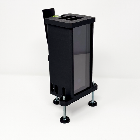 Adjustable Leveling Protective Case for Square Golf Launch Monitor with Polycarbonate Shield and Remote Control Holder