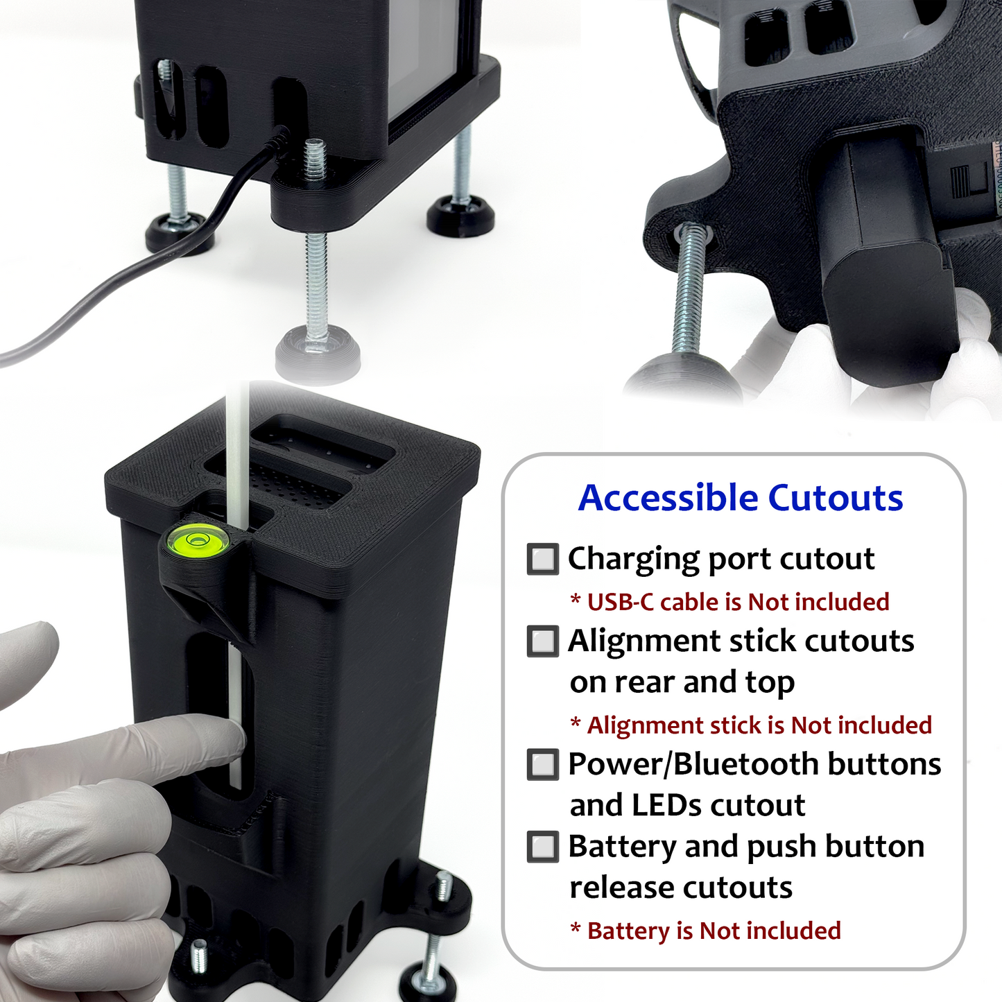 Adjustable Leveling Protective Case for Square Golf Launch Monitor with Polycarbonate Shield and Remote Control Holder