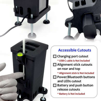 Adjustable Leveling Protective Case for Square Golf Launch Monitor with Polycarbonate Shield and Remote Control Holder