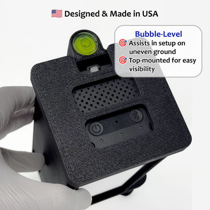 Adjustable Leveling Protective Case for Square Golf Launch Monitor with Polycarbonate Shield and Remote Control Holder