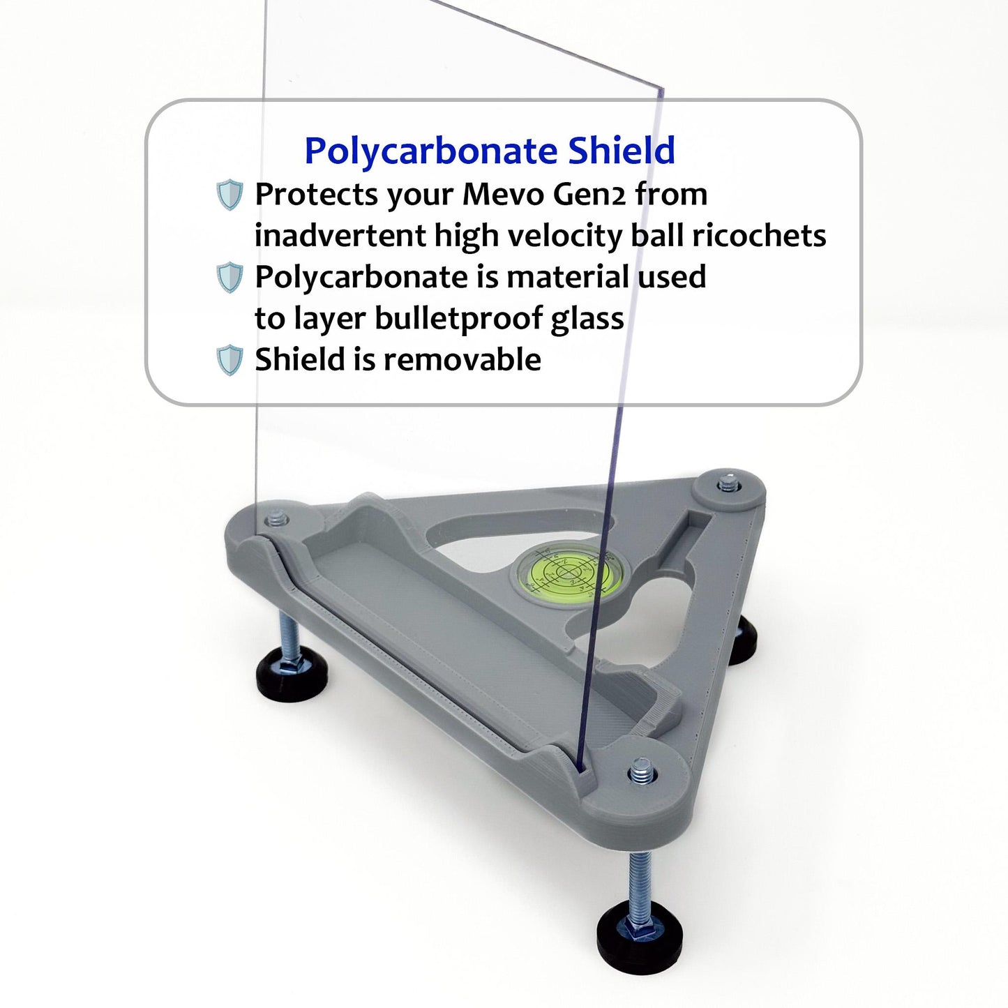 Adjustable Alignment & Leveling Stand with Polycarbonate Shield for FlightScope Mevo Gen2 / Gen 2