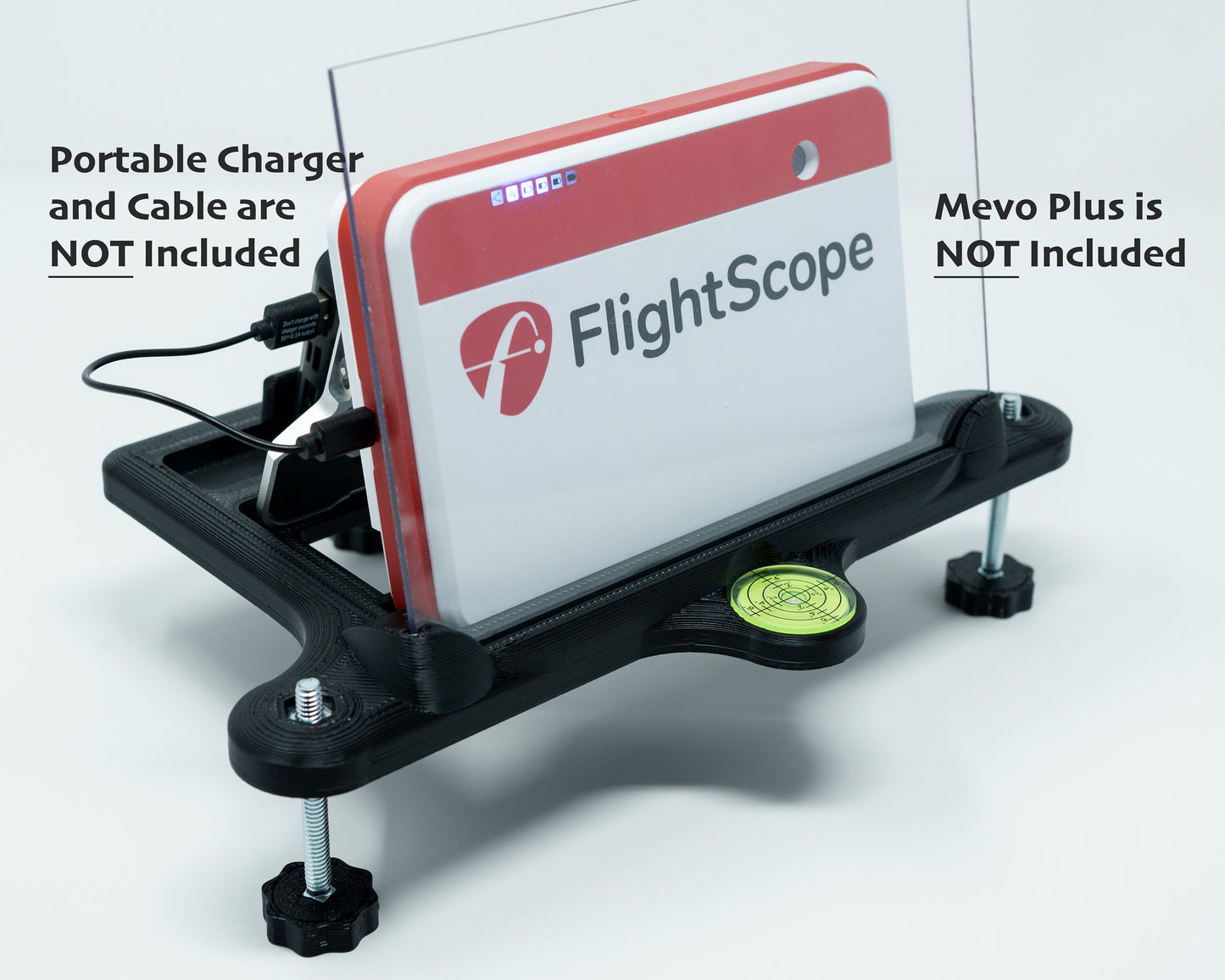 Adjustable Alignment & Leveling Dock Stand for Flightscope Mevo Plus (Mevo+) 2023, 2024, 2025, and Limited Edition w/portable battery charger tray