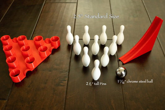 Mini Bowling Set : 10 Pins, Ball, Pin Setter, Ball Rolling Ramp