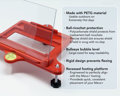 Adjustable Alignment & Leveling Dock Stand for Flightscope Mevo Plus (Mevo+) 2023, 2024, 2025, and Limited Edition w/portable battery charger tray