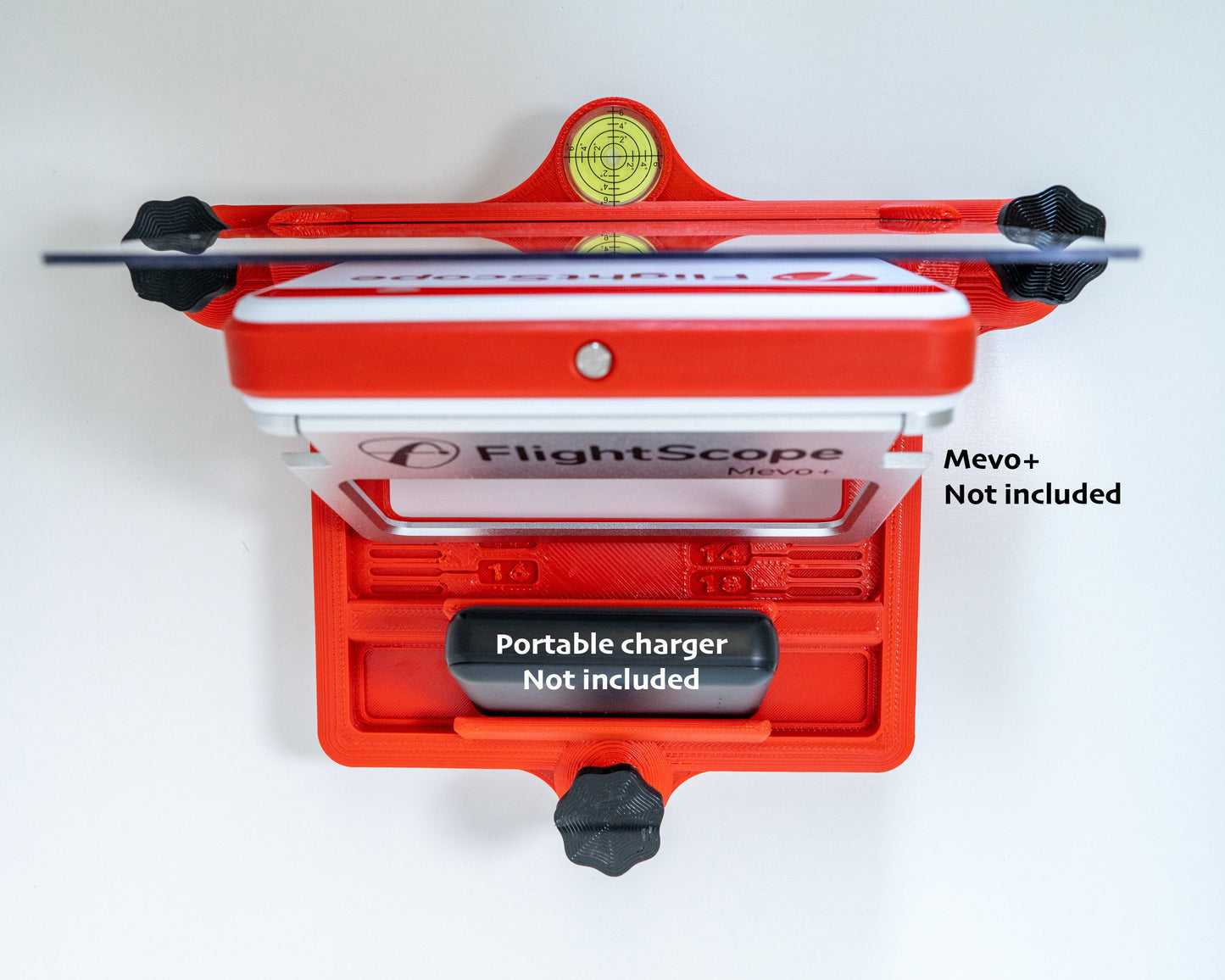 Adjustable Alignment & Leveling Dock Stand for Flightscope Mevo Plus (Mevo+) w/portable battery charger tray