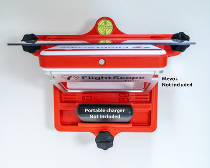 Adjustable Alignment & Leveling Dock Stand for Flightscope Mevo Plus (Mevo+) w/portable battery charger tray