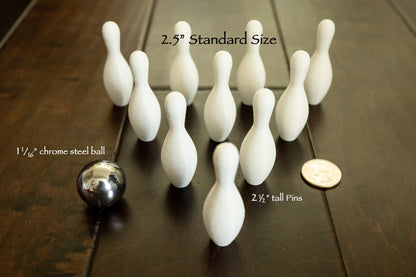 Mini Bowling Set : 10 Pins, Ball, Pin Setter, Ball Rolling Ramp