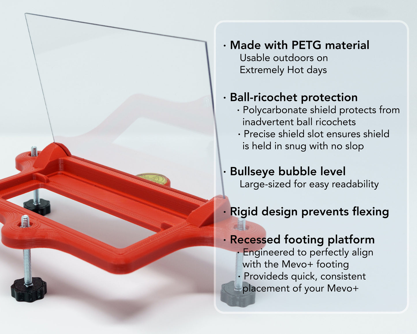 Adjustable Alignment & Leveling Dock Stand for Flightscope Mevo Plus (Mevo+) 2023, 2024, 2025, and Limited Edition w/Ball-Ricochet Protection