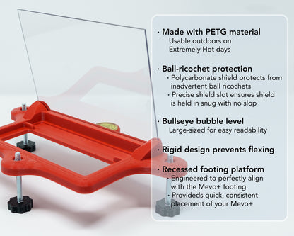Adjustable Alignment & Leveling Dock Stand for Flightscope Mevo Plus (Mevo+) 2023, 2024, 2025, and Limited Edition w/Ball-Ricochet Protection