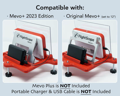 Adjustable Alignment & Leveling Dock Stand for Flightscope Mevo Plus (Mevo+) 2023, 2024, 2025, and Limited Edition w/portable battery charger tray