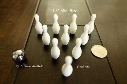 Mini Bowling Set : 10 Pins, Ball, Pin Setter, Ball Rolling Ramp