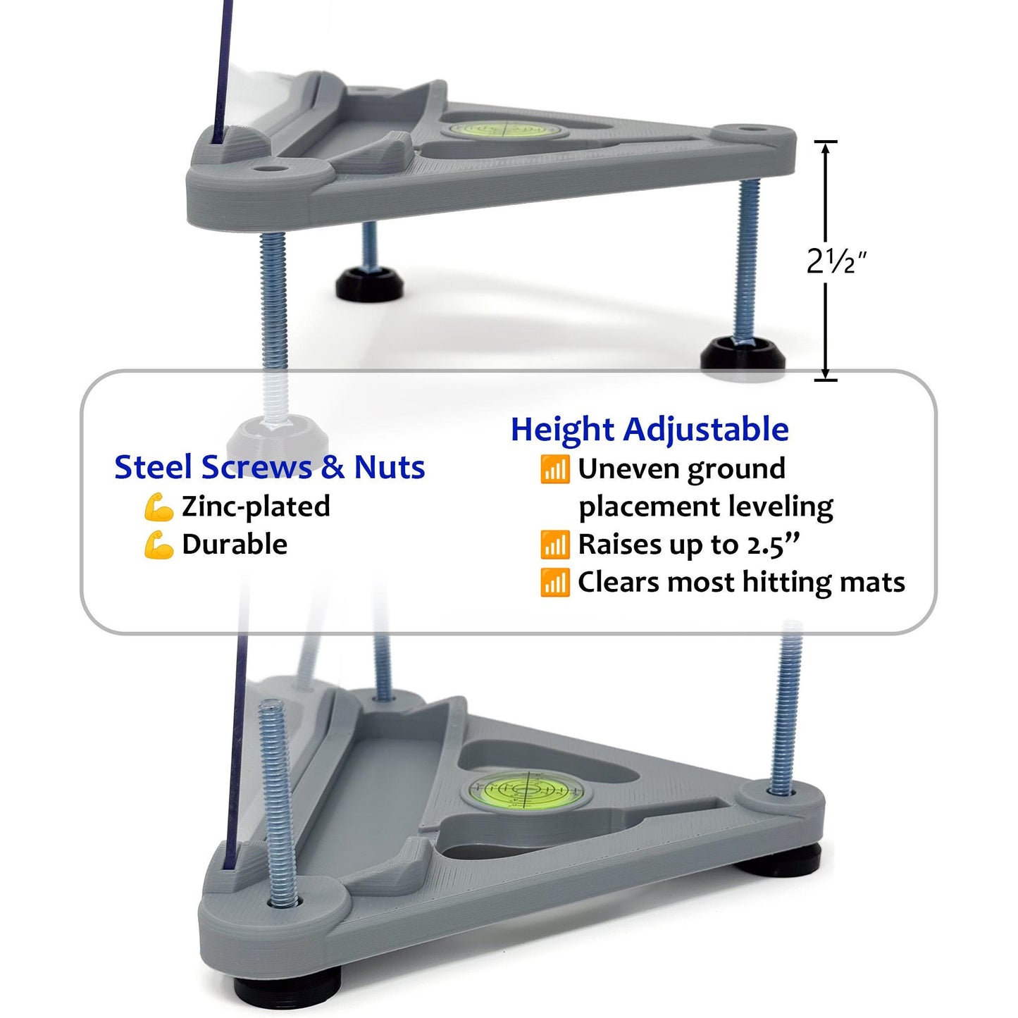 Adjustable Alignment & Leveling Stand with Polycarbonate Shield for FlightScope Mevo Gen2 / Gen 2
